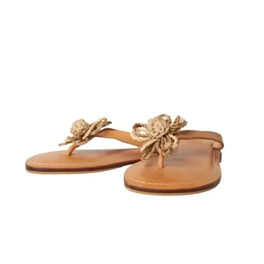 Sara Stewart Brown Daisy Sandals Size 8